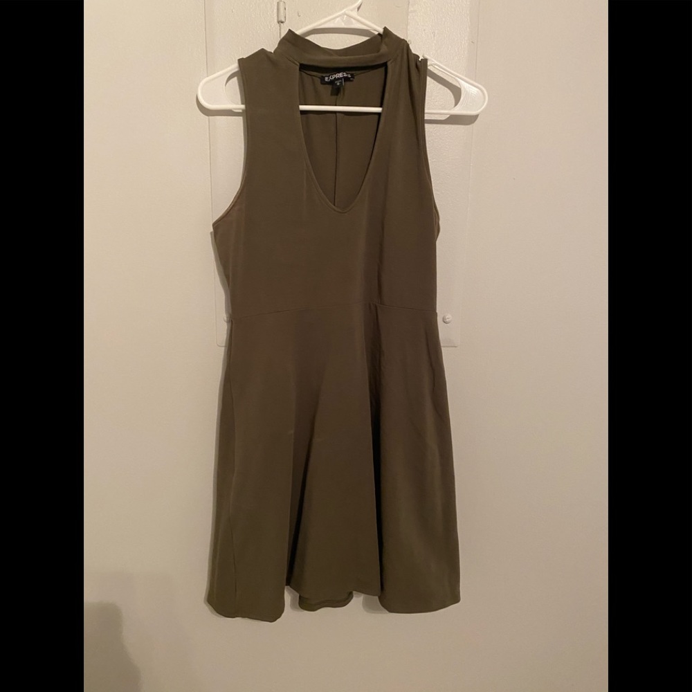Express Olive dress with cutout